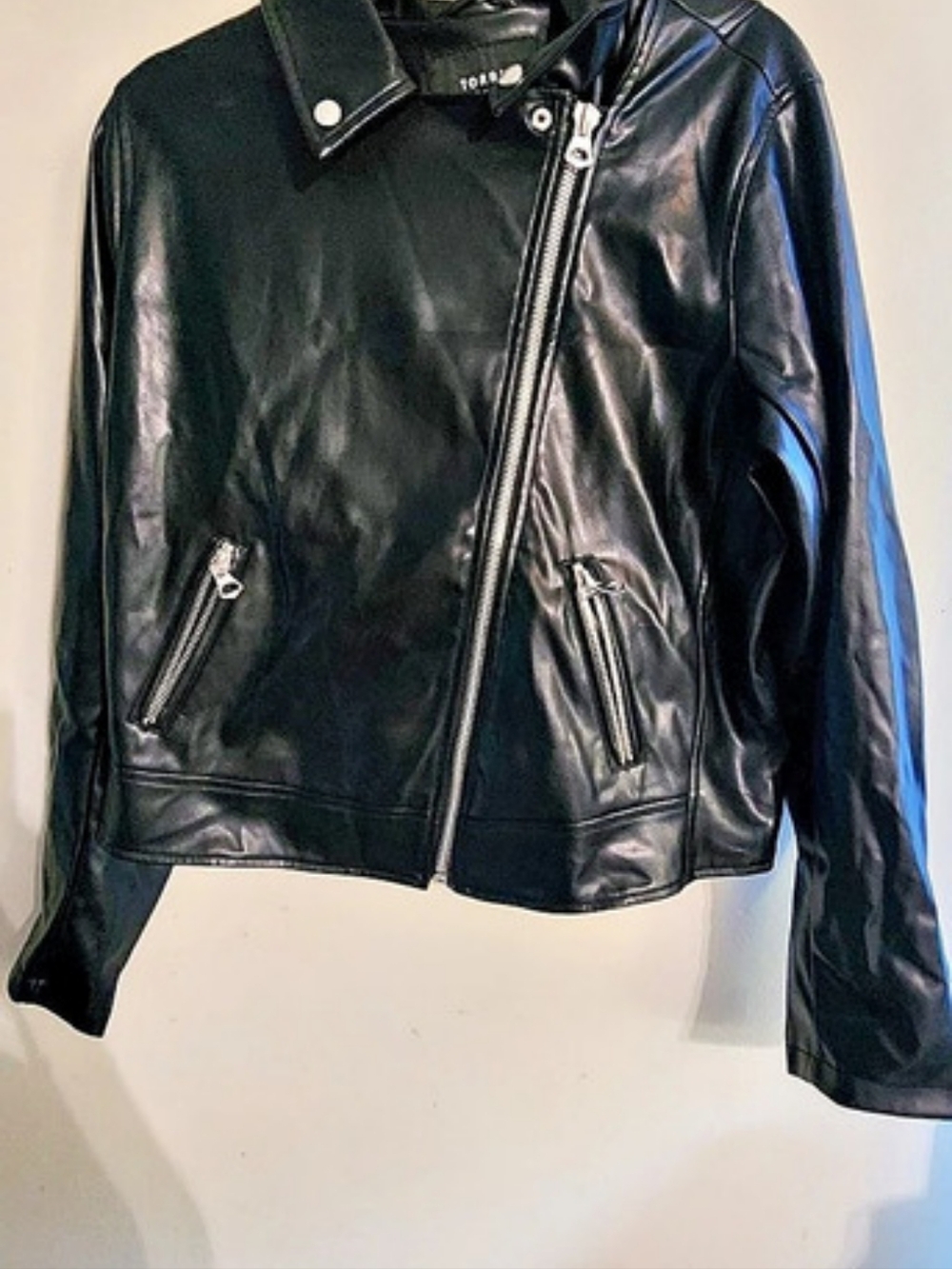 Torrid Black Faux Leather Moto Biker Jacket Zip Front Plus Size 1 (1X)